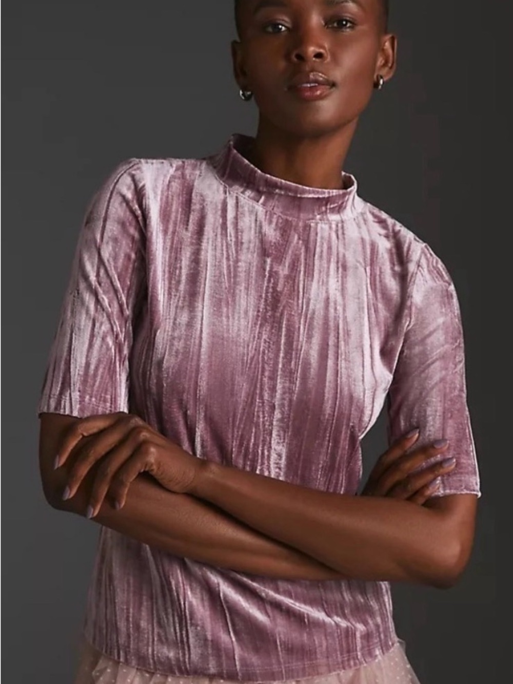 Anthropologie Pilcro Velveteen Mock-Neck Top, Sz S